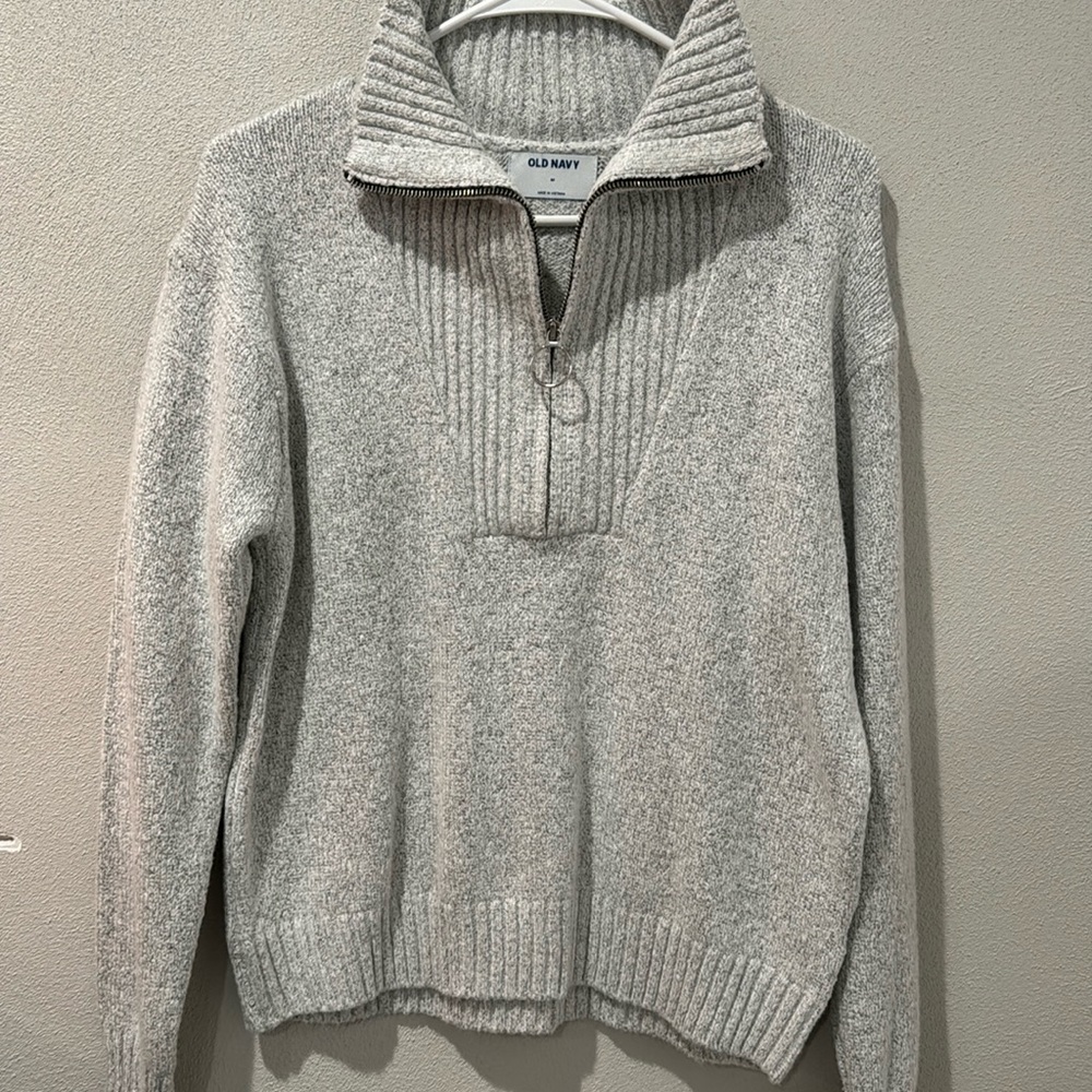 Soft Ash Grey Quarter Zip Sweater